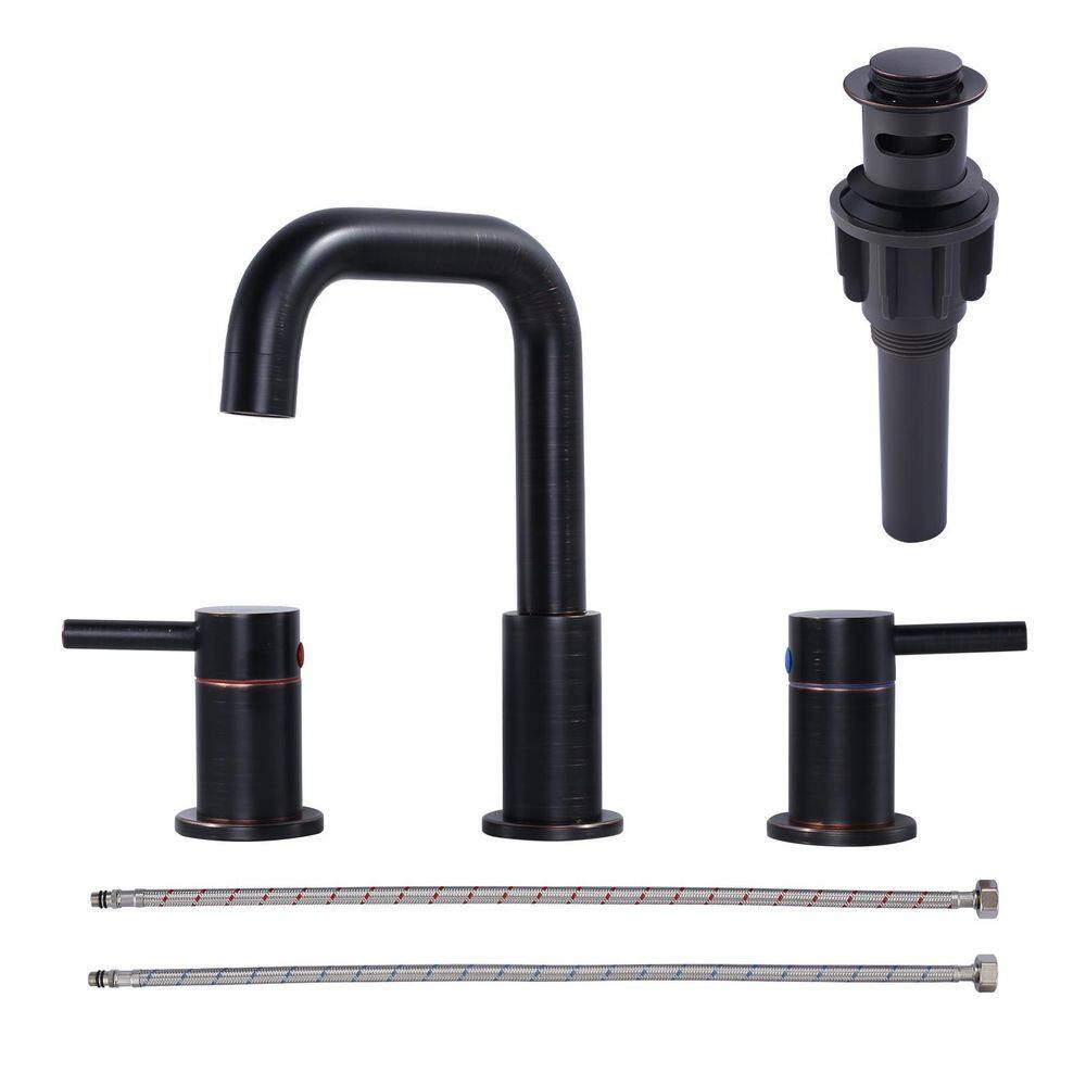 8 in. Widespread Double Handle Bathroom Faucet with Pop-up Drain in Oil Rubbed Bronze price history on PriceWatchPro