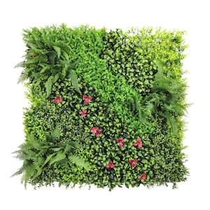 40 in. H x 40 in. W Plastic Artificial Ivy Boxwood Hedge Privacy Garden Fence for Home Backyard Garden, 9 Mixed Leaves