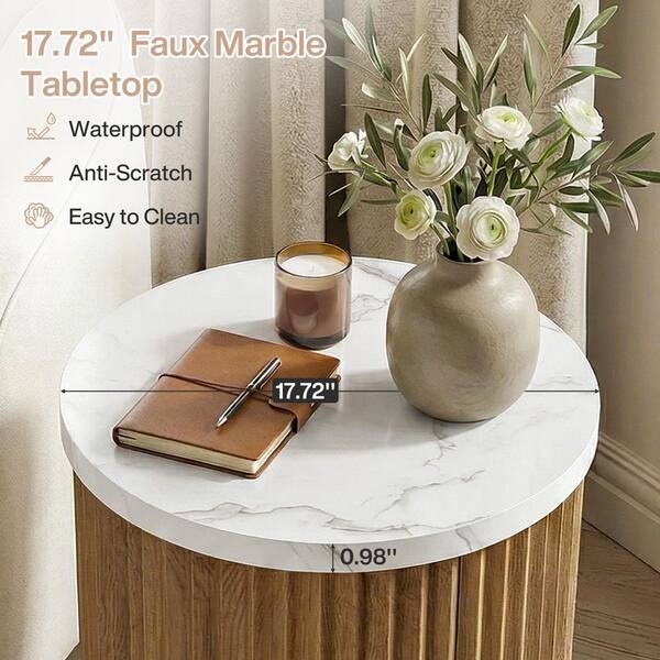 BYBLIGHT Fenley Brown 0 Drawer Round 17.72 in. W Nightstand
