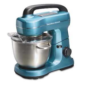 4 Qt. 7-Speed Blue Stand Mixer with with Whisk, Dough Hook, Flat Beater Attachments