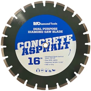 16 in. Professional Diamond Concrete Saw Blades, 13-20 HP, Medium Bond, 0.125 in. Segment Width, 1 in. Arbor