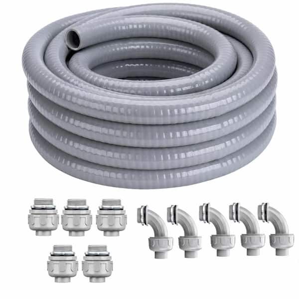 1/2 in x 150 ft Liquid-Tight Non-Metallic Flexible Conduit Kit with 5 Straight and 5 90-Degree Connectors