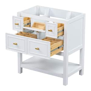 29.56 in. W x 17.79 in. D x 33 in. H Bath Vanity Cabinet without Top in White with 5 Drawers