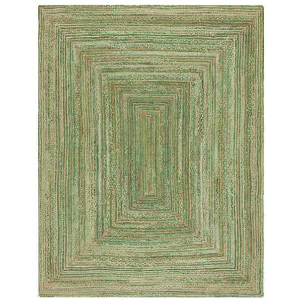 Cape Cod Green/Natural 9 ft. x 12 ft. Striped Border Area Rug