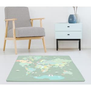 Around The World Green 34.2 in. x 34.2 in. Foam Interlocking Floor Tile (8.12 sq. ft.)
