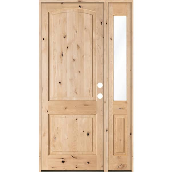 Krosswood Doors 50 in. x 96 in. Rustic Knotty Alder Unfinished Left-Hand Inswing Prehung Front Door with Right-Hand Half Sidelite