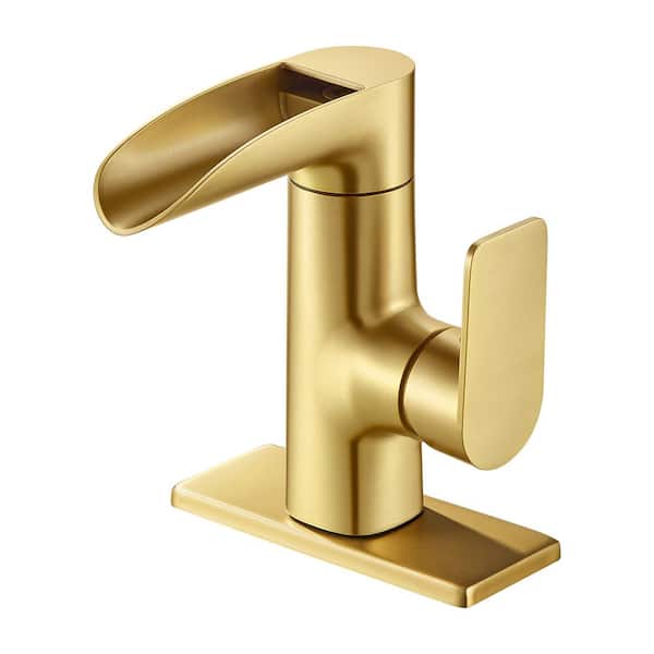 cobbe Rotatable Single Handle Single Hole Bathroom Faucet in Brushed Gold