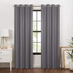 Larissa Dark Grey Polyester Solid 50 in. W x 84 in. L Grommet 100% Blackout Curtain (Single Panel)