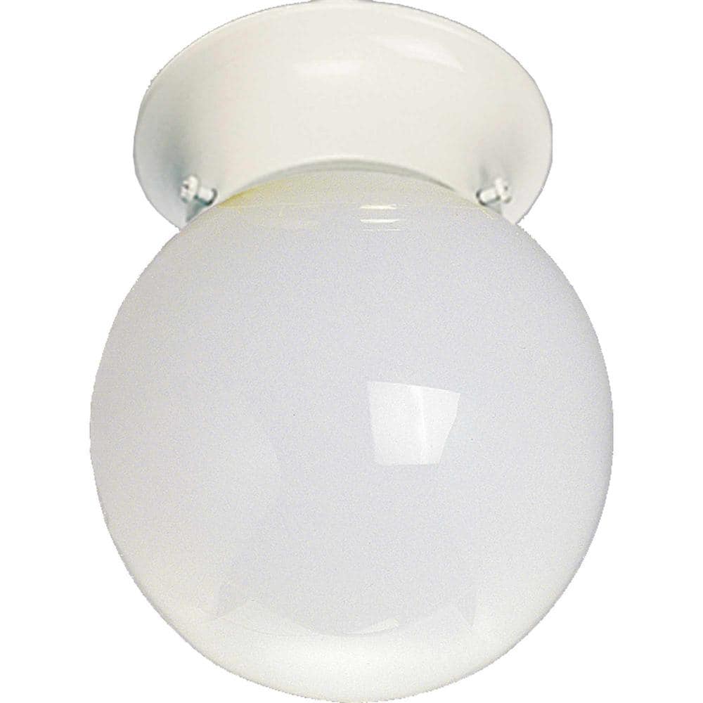 White Glass Globe Flush Mount Ceiling Light
