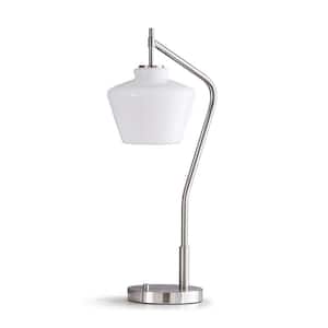 Cafe 26.5 in. H Table Lamp - Brushed Nickel/Glass White