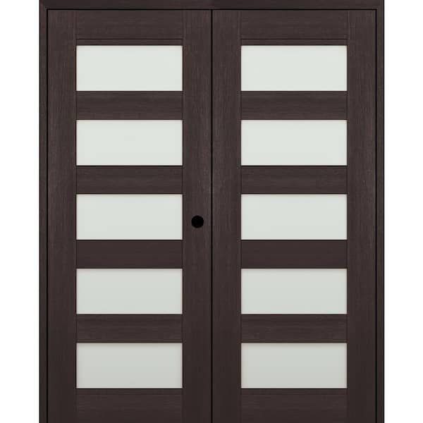 Belldinni 07-07 48 in. W. x 80 in. Left Active 5-Lite Frosted Glass Vera Linga Oak Wood Composite Double Prehung Interior Door