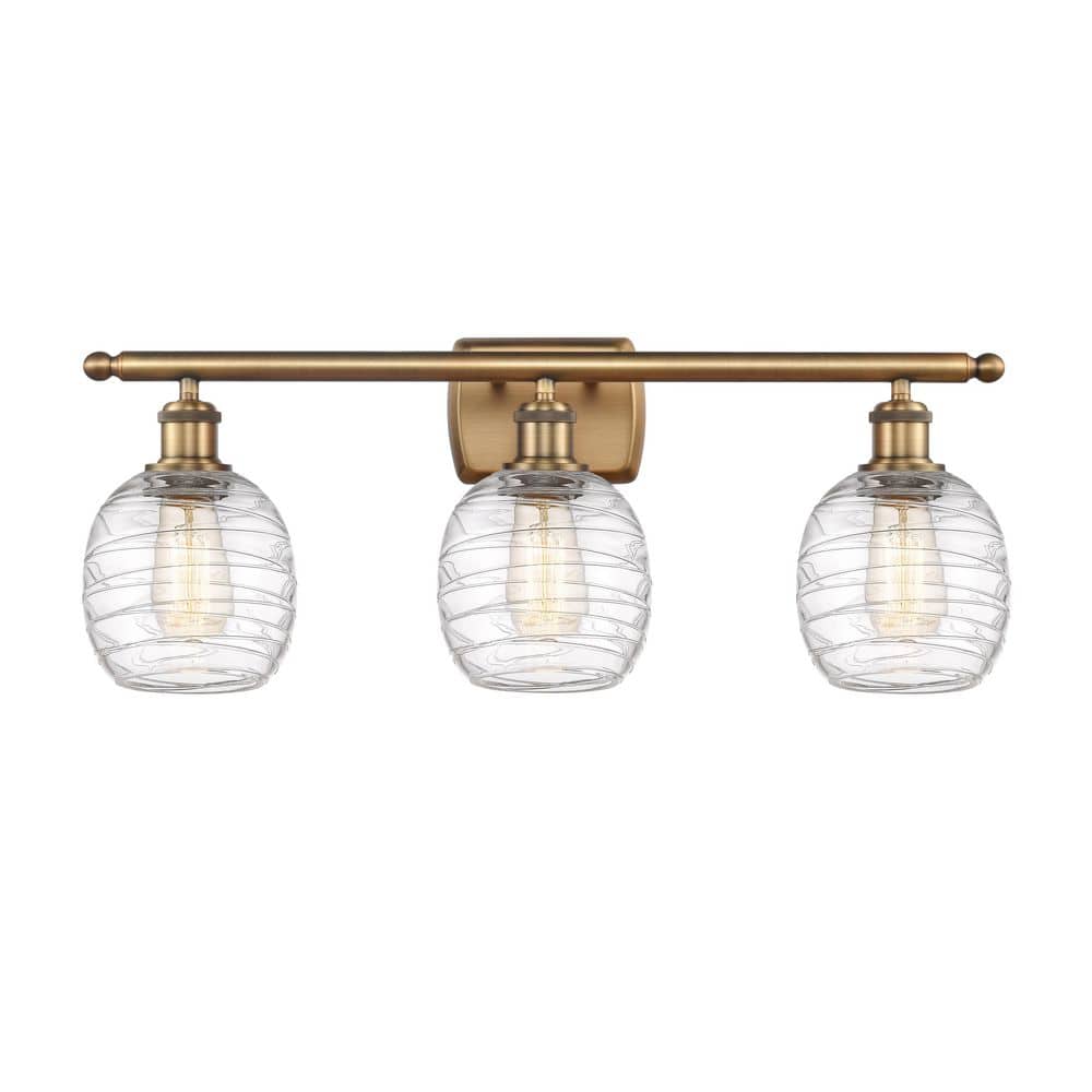 Belfast 26 in. 3-Light Brushed Brass Vanity Light with Glass Shade price history on PriceWatchPro