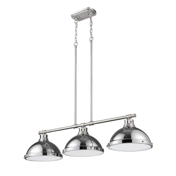 Golden Lighting - Duncan 300-Watt 3-Light Pewter Pendant Light with Steel Shade