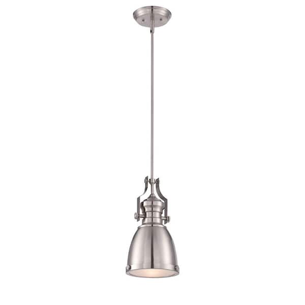 World Imports Adams Collection Satin Nickel Pendant with Satin Nickel Metal Shade
