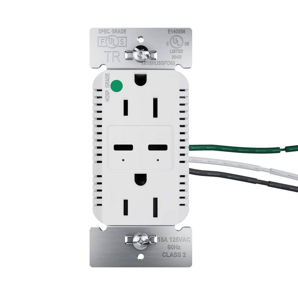 15A Tamper Resistant 65W Hospital Grade Power Delivery USB Type C Duplex Outlet White price history on PriceWatchPro