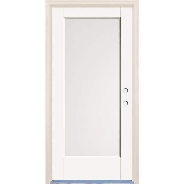 Builders Choice 36 in. x 80 in. Left-Hand/Inswing 1 Lite Satin Etch Glass Alpine Painted Fiberglass Prehung Front Door w/4-9/16" Frame