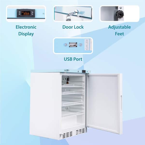 24 in. 3.9 cu. ft. 110V Compact COMMERCIAL/PHARMACEUTICAL Refrigerator in White WIFI