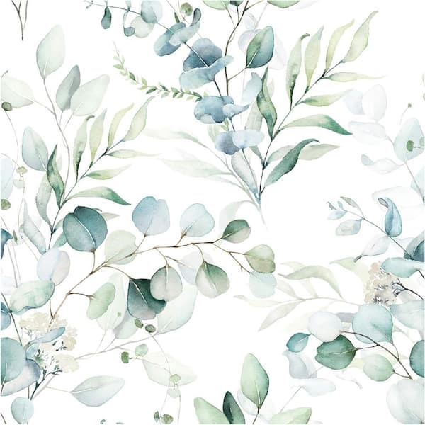 Green and White Boho Botanical and Floral Peel and Stick Self-Adhesive Contact Paper Wallpaper Roll