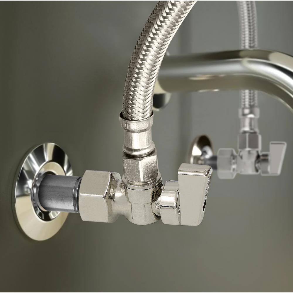 Chrome Plated Brass Dual Outlet Angle Stop Valve (2-Pack)