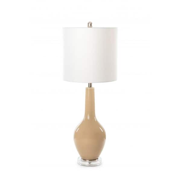 HomeRoots 33 in. Beige Clear Modern Acrylic Table Lamps (Set of 2)