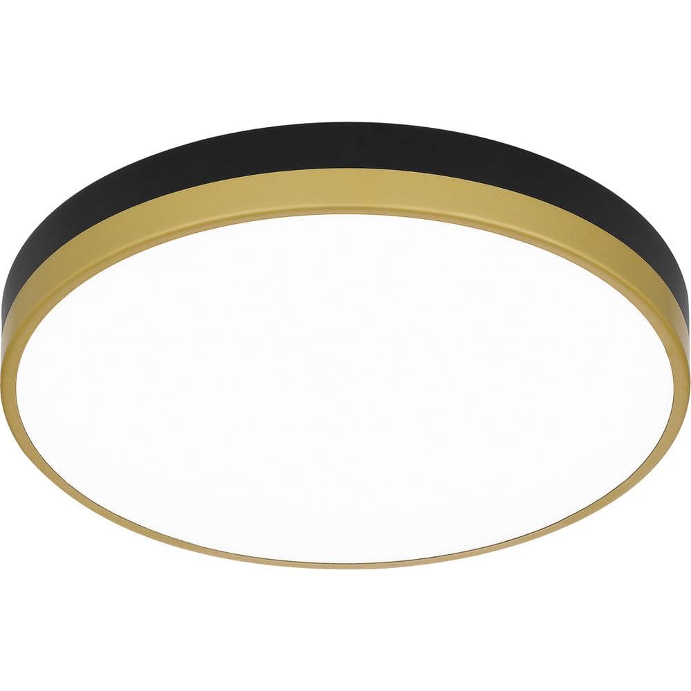 Matte Black and Gold Round LED Flush Mount Ceiling Light