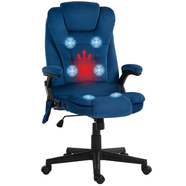 HOMCOM 6-Point Vibrating Polyester Massage Office Chair with Lumbar Heat, Dark Blue