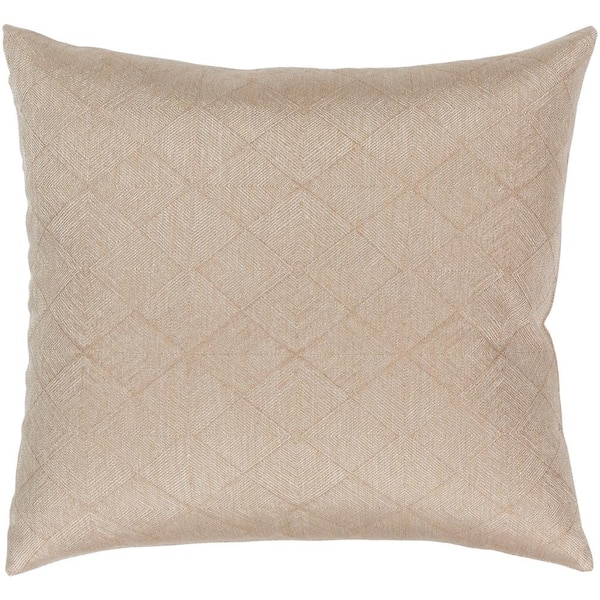 Livabliss Tethys Tan Solid Polyester 22 in. x 22 in. Throw Pillow