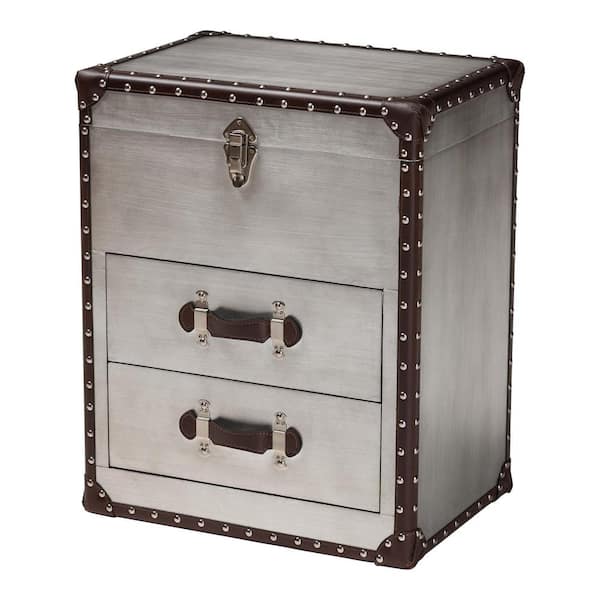 Baxton Studio Calidore 19.3 in. Silver/Black Rectangle Metal End Table