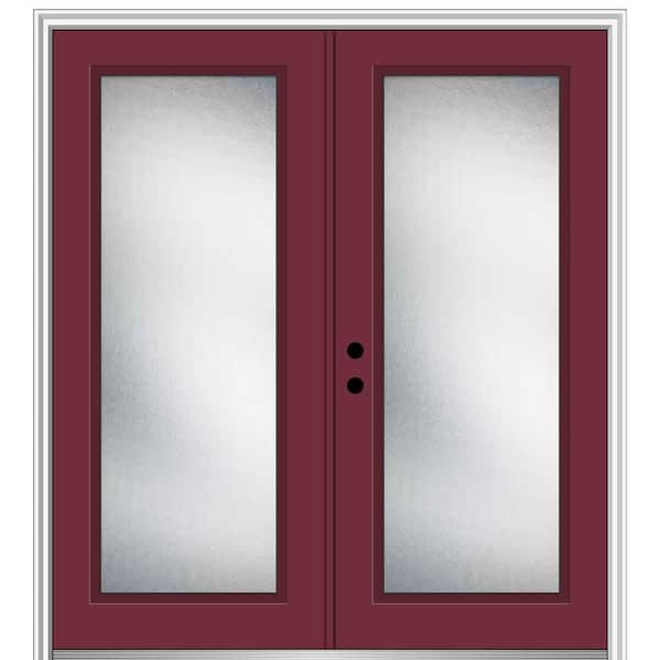 MMI Door 72 in. x 80 in. Micro Granite Right-Hand Inswing Full Lite Decorative Painted Fiberglass Smooth Prehung Front Door