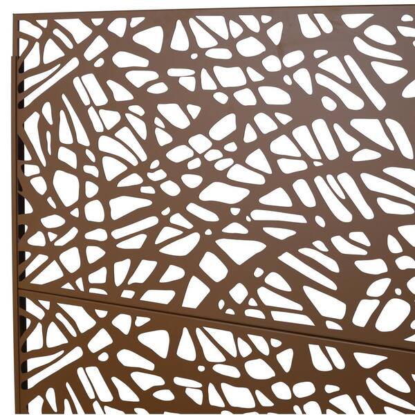 4 ft. x 6.3 ft. Brown Steel Outdoor Privacy Screen Freestanding
