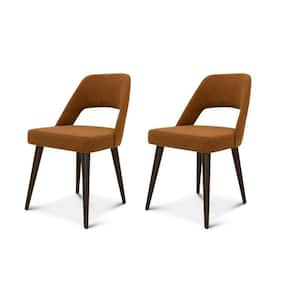 Avol Mid-Century Modern Orange Fabric Dining Chair (Set of 2)