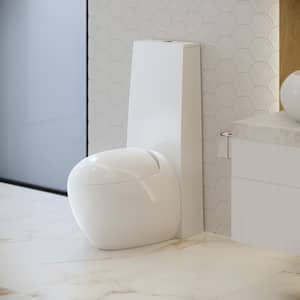 Plaisir 1-piece 1.1/1.6 GPF Dual Flush Elongated Egg Toilet in Glossy White, Seat Included