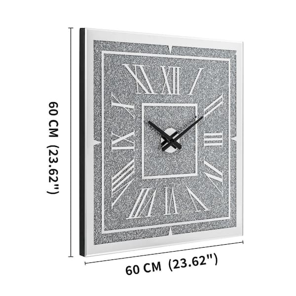 THKSHOUZ Modern Square Roman Numerals Mirror Wall Clock with