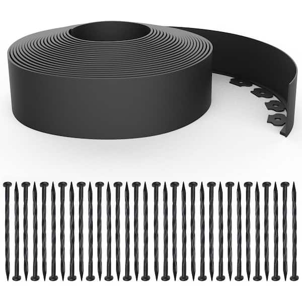4 in. x 80 ft. Black Landscape Edging Kit with 150-Stakes for Lawn and Garden Borders