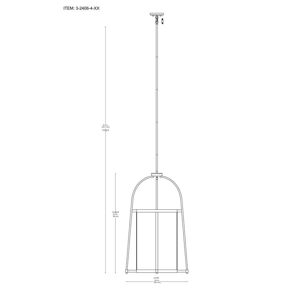 Rosedale Matte Black and Clear Glass 4-Light Pendant