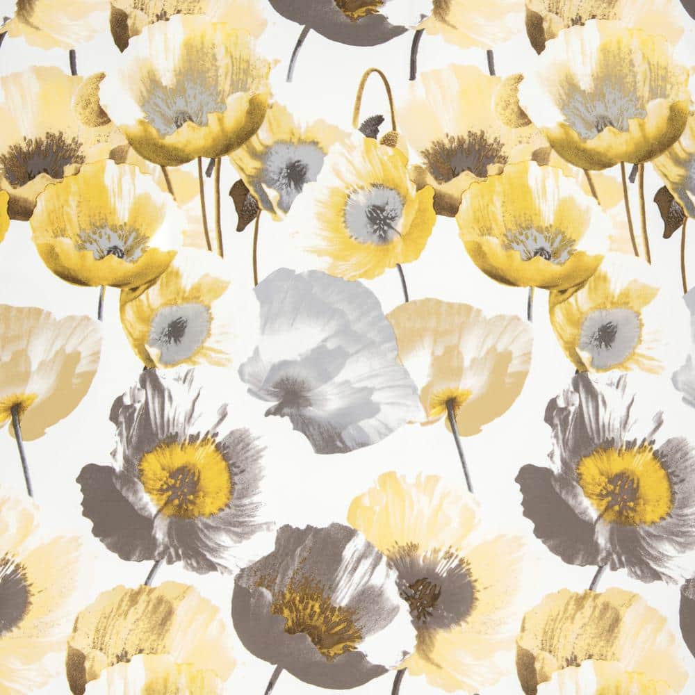 Poppy Field Floral Gray Polyester Rod Pocket Valance, 50" x 17"