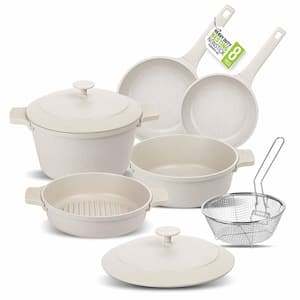8-Piece Aluminum Heavy Duty Nesting Ceramic Coating Nonstick Cookware Set with Silicone Handle Covers
