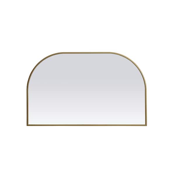 Unbranded Simply Living 39 in. W x 24 in. H Arch Metal Framed Brass Mirror