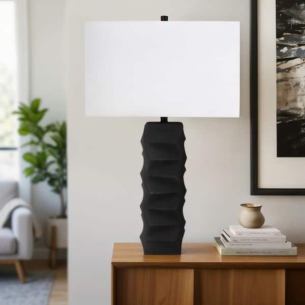 31 in. Black Stone Contemporary Tall Table Lamp