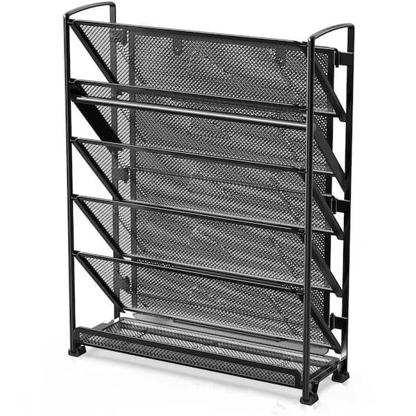 16.5 in. H  Black Metal 6-Tie Hanging Wall Mounted Mails Folders Papers Magazine Rack