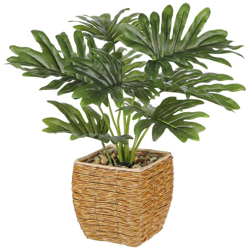Monstera 10 in. Artificial Green Indoor Faux Plant in Square