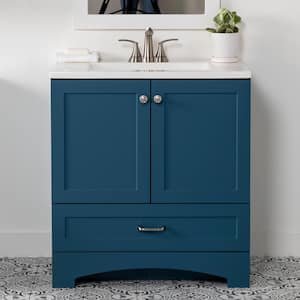 Lancaster 30 in. W x 19 in. D x 33 in. H Single Sink Bath Vanity in Admiral Blue with White Cultured Marble Top