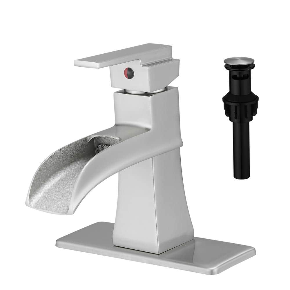 Single Handle Single Hole Bathroom Faucet with Deckplate Included and Spot Resistant in Brushed Nickel price history on PriceWatchPro