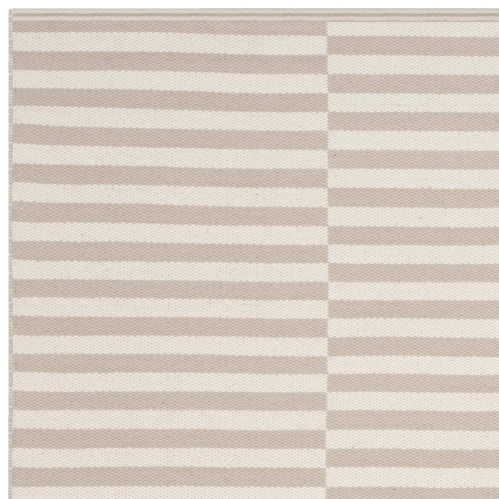 Ivory and Light Grey Striped Cotton 5' x 7' Handmade Reversible Rug