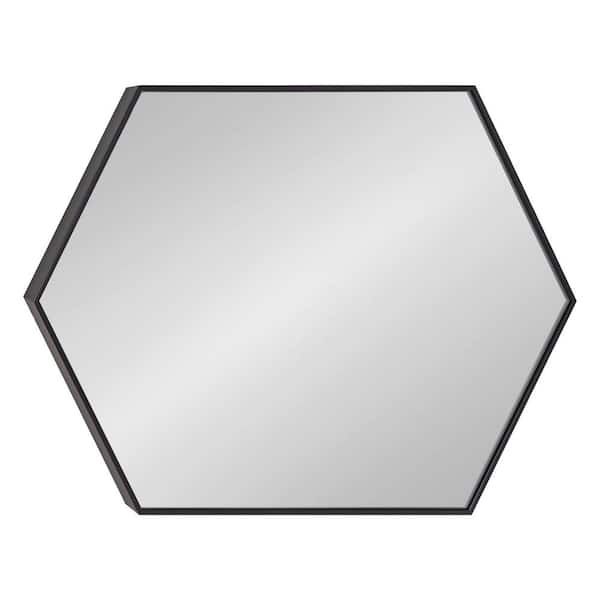 Kate and Laurel Rhodes 36 in. x 24 in. Classic Hexagon Framed Black Wall Accent Mirror