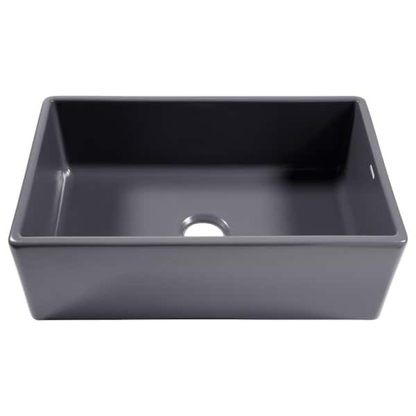 Bradstreet II 30 in. Farmhouse Apron Front Undermount Single Bowl Matte Gray Fireclay Kitchen Sink