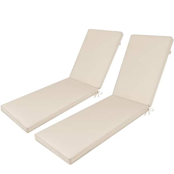 Unbranded 74.5 in. x 22 in. Outdoor Replacement Chaise Lounge Seat Cushion, Beige, 2-Pack