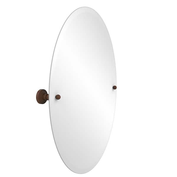 Allied Brass Waverly 21 in. W x 29 in. H Frameless Oval Beveled Edge Bathroom Vanity Mirror in Antique Bronze