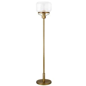 62 in Gold Novelty Standard Floor Lamp With Clear Seeded Glass Globe Shade