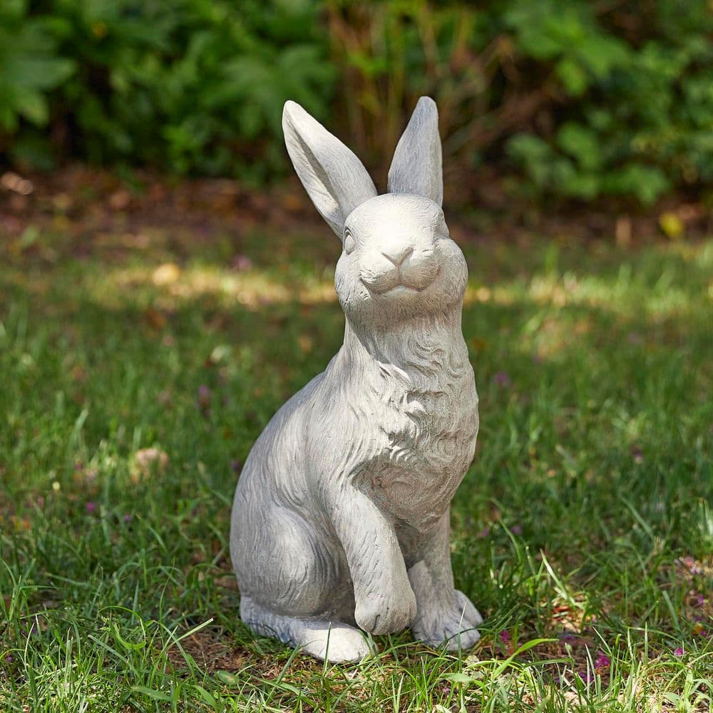 Glitzhome 18 in. H MGO Sitting Rabbit Garden Statue 2025400086 - The ...